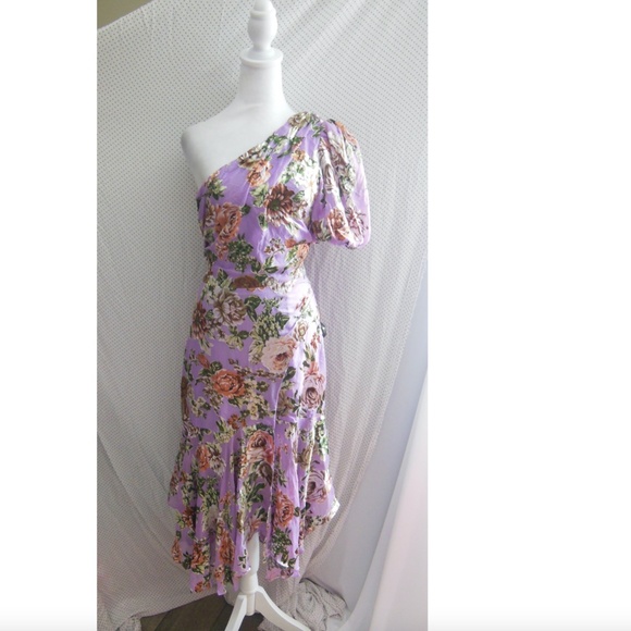 Astr Asymmetrical Floral Dress in Purple and Pink - Picture 3 of 14